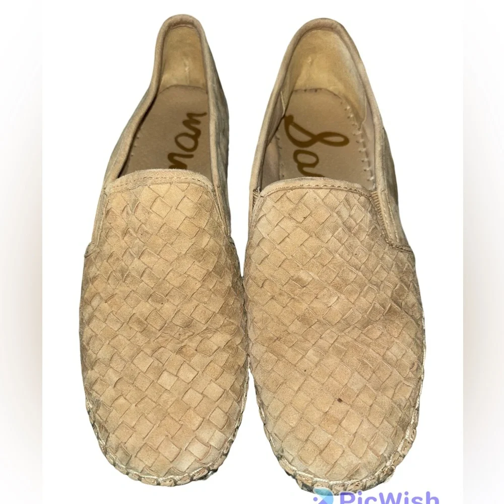 Sam Edelman Catherine Tan Woven Jute Leather Suede Platform Espadrille